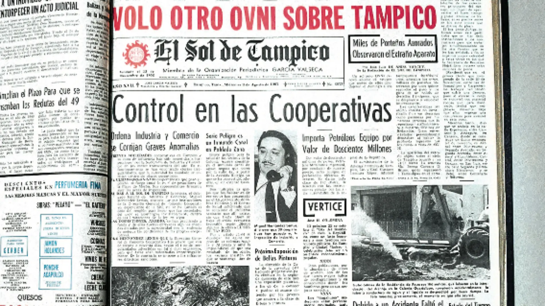 “Voló otro OVNI sobre Tampico”. En la portada de El Sol de Tampico quedó registrado